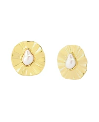 Robert Lee Morris Soho Faux Cultivated Pearl Textured Coin Button Clip-On Earrings