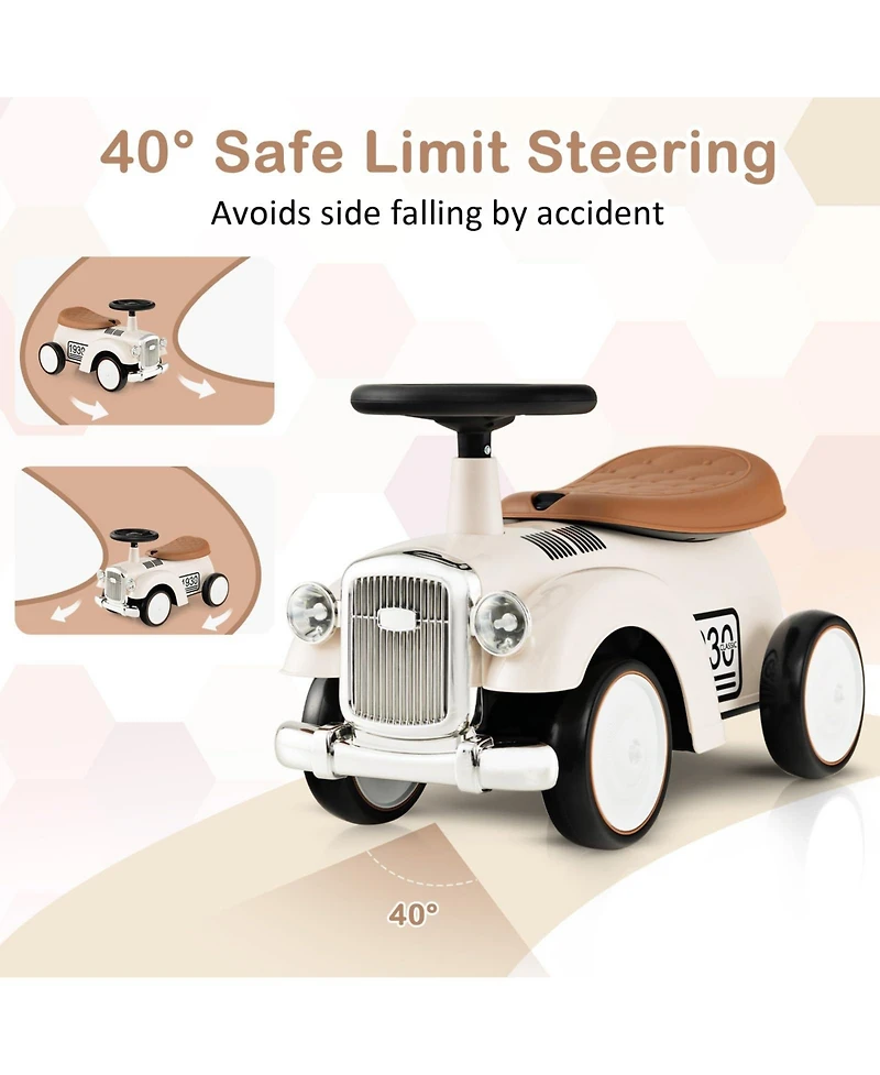 Kids Sit to Stand Vehicle with Working Steering Wheel and Under Seat Storage