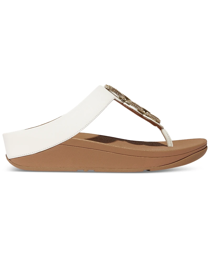FitFlop Women's Fino Crystal Chain Leather Toe-Post Sandals