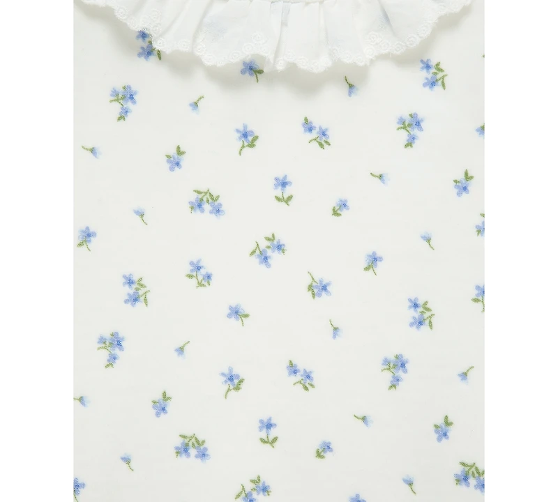 Little Me Baby Girls Tiny Floral Velour Footed Coverall