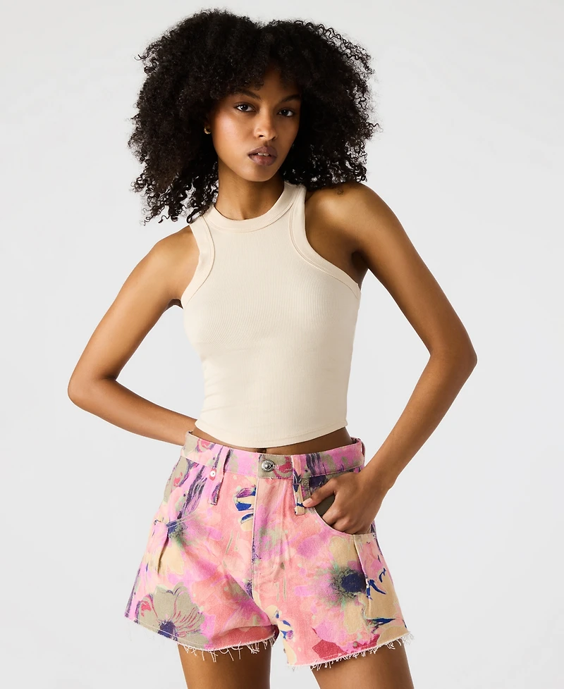 Steve Madden Women's Damiani Printed Cotton Denim Shorts
