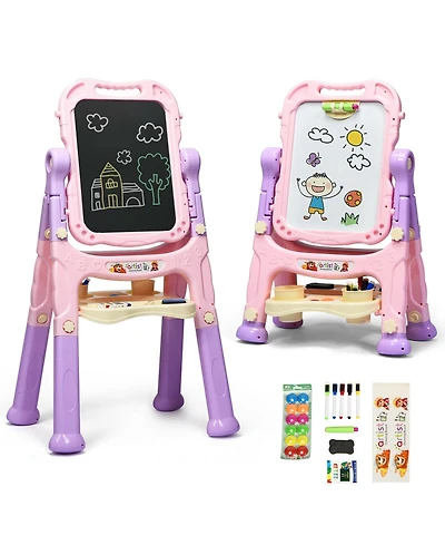 Height Adjustable Kids Art Easel Magnetic Double-Sided Board