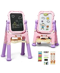 Height Adjustable Kids Art Easel Magnetic Double-Sided Board