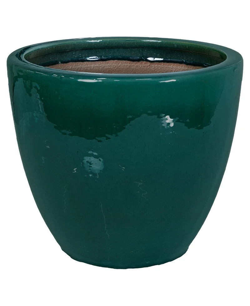 Resort Outdoor/Indoor High-Fired Glazed Uv- and Frost-Resistant Ceramic Flower Pot Planter with Drainage Holes
