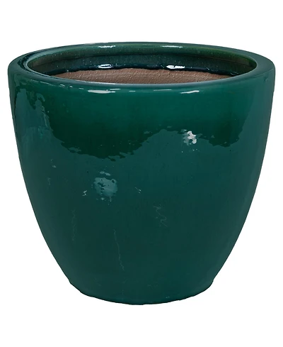 Resort Outdoor/Indoor High-Fired Glazed Uv- and Frost-Resistant Ceramic Flower Pot Planter with Drainage Holes