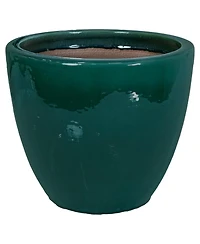 Resort Outdoor/Indoor High-Fired Glazed Uv- and Frost-Resistant Ceramic Flower Pot Planter with Drainage Holes