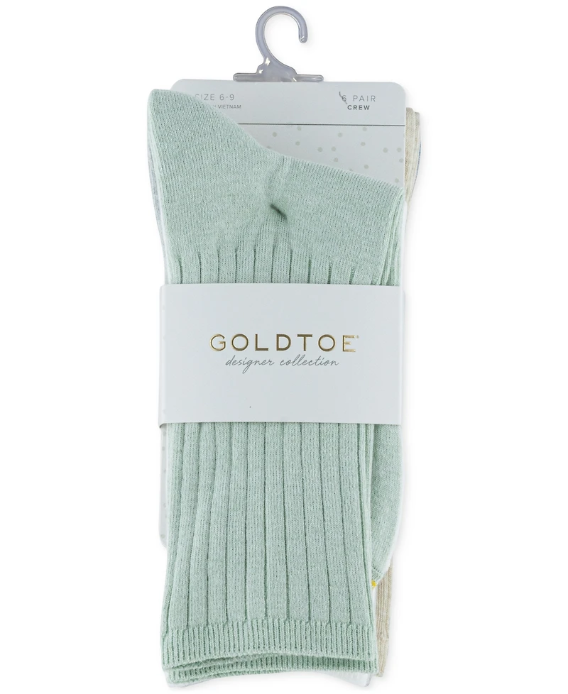 Gold Toe Women's 6-Pk. Ribbed Crew Socks 4585S5