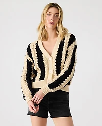Steve Madden Women's Lucas Striped Knit Button-Front Cardigan