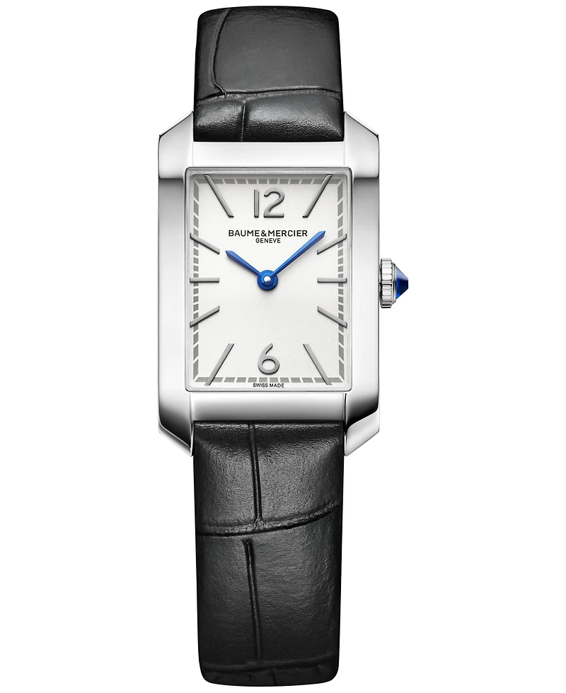Baume & Mercier Women's Swiss Hampton Black Leather Strap Watch 35x22mm