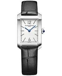 Baume & Mercier Women's Swiss Hampton Black Leather Strap Watch 35x22mm