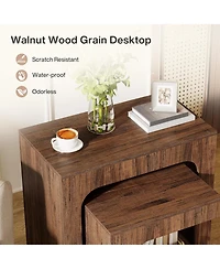 Tribesigns Nesting End Table Set, Walnut Side Table for Living Room, Night Stand Set for Bedroom, Small Spaces