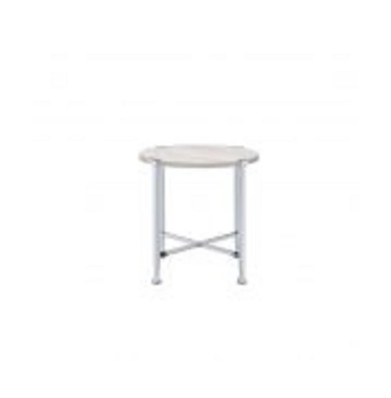 Contemporary Round End Table – Manufactured Wood and Metal Design