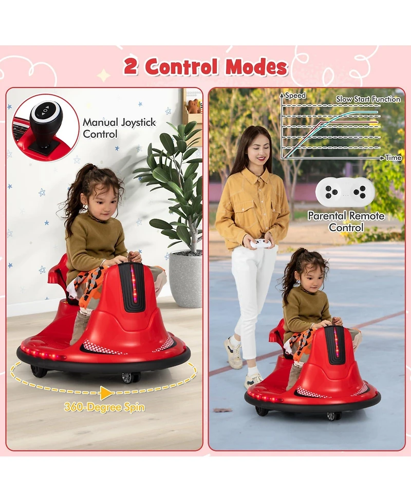 12V Kids Ride On Bumper Car with Remote Control Lights and Music