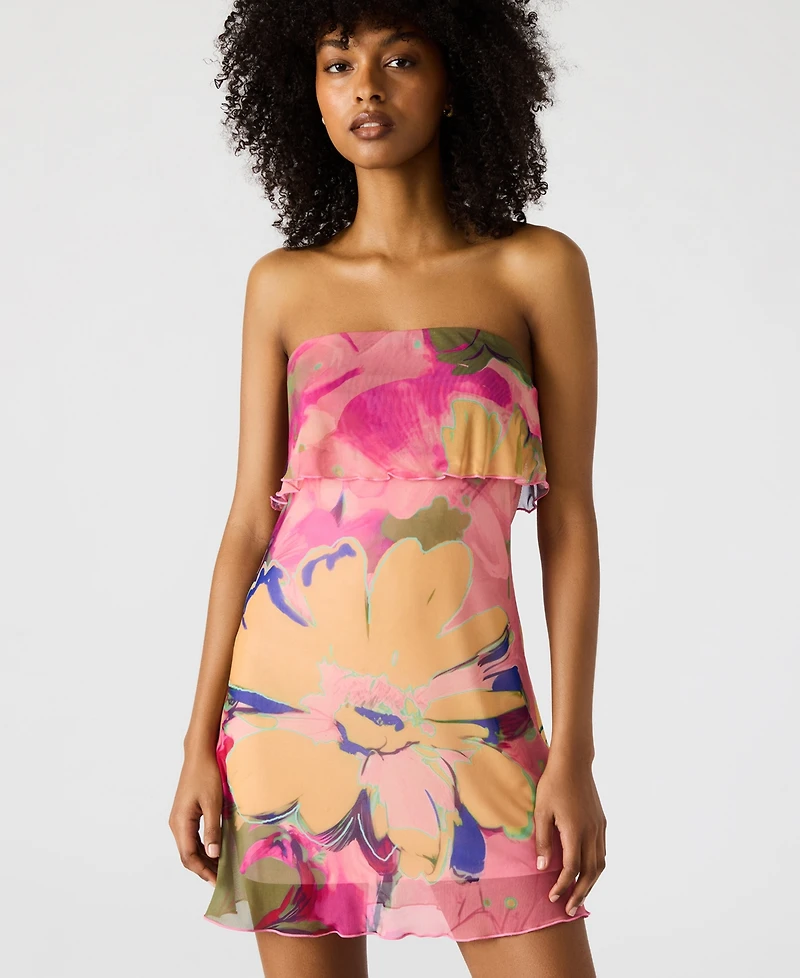 Steve Madden Women's Bryar Printed Strapless Mini Dress