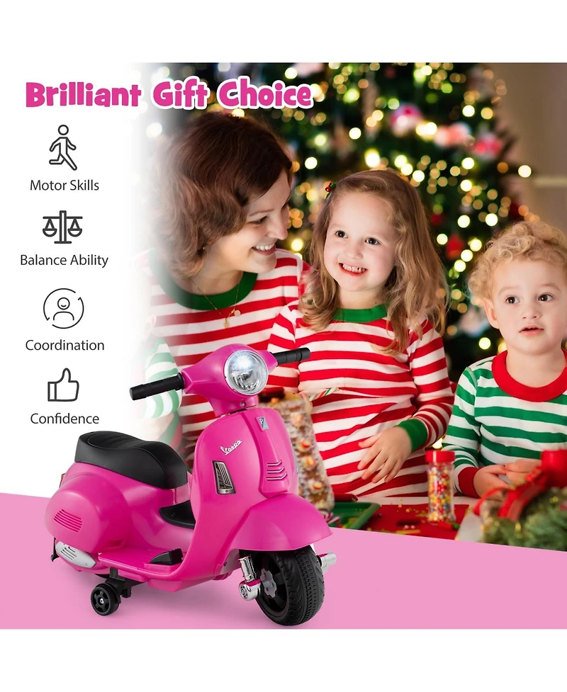 Licensed Vespa Kids Ride on Motorcycle with Led Headlight and Horn Sound