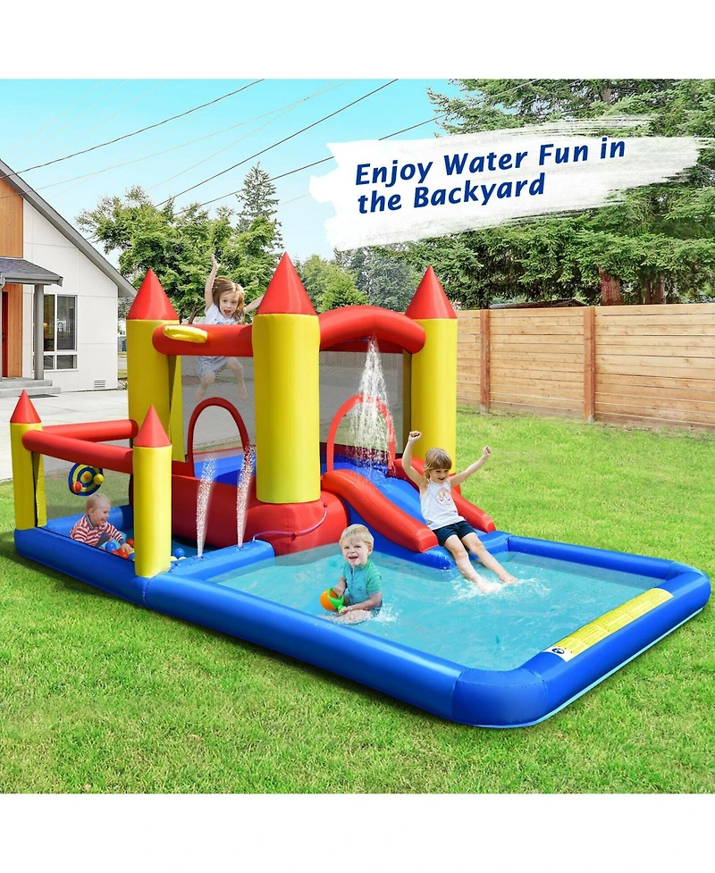Inflatable Water Slide Castle Kids Bounce House with 480W Blower