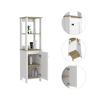 Depot E-shop New Haven Linen Single Door Cabinet, Two Interior Shelves, Two Open Shelves