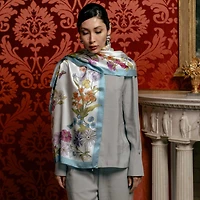 Bouquet - Long Satin Silk Scarf for Women