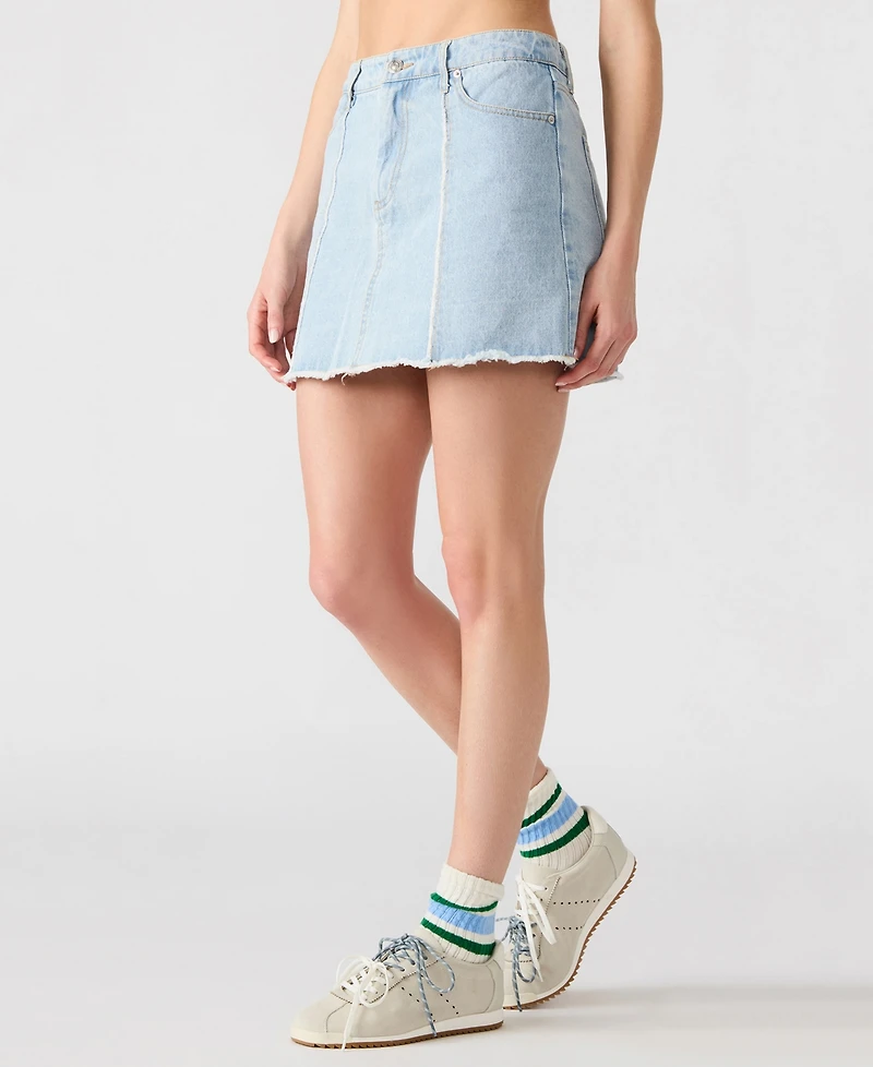 Steve Madden Women's Cheri Frayed-Edge Denim Skirt