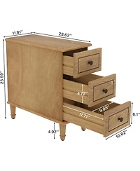 Tribesigns Solid Wood End Table, Fully Assembled Narrow Side Table with Drawers, Pre-Assembled Nightstand Slim Bedside Table for Small Spaces, Living