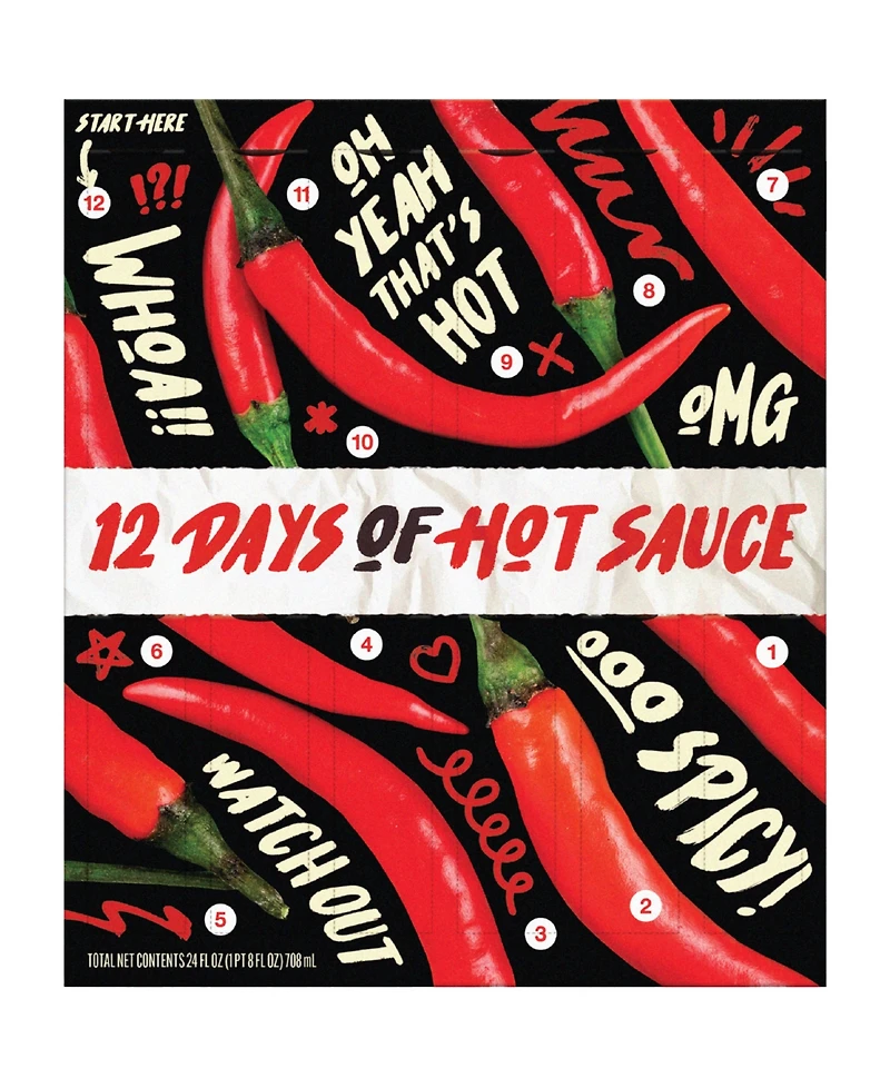 Msrf Holiday 12 Days of Hot Sauce Gift Box Advent Calendar, 12 Piece