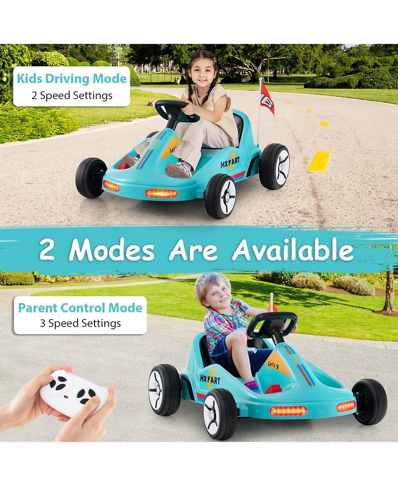 12V Electric Go Kart for Kids Race Toy with Remote Control and Music