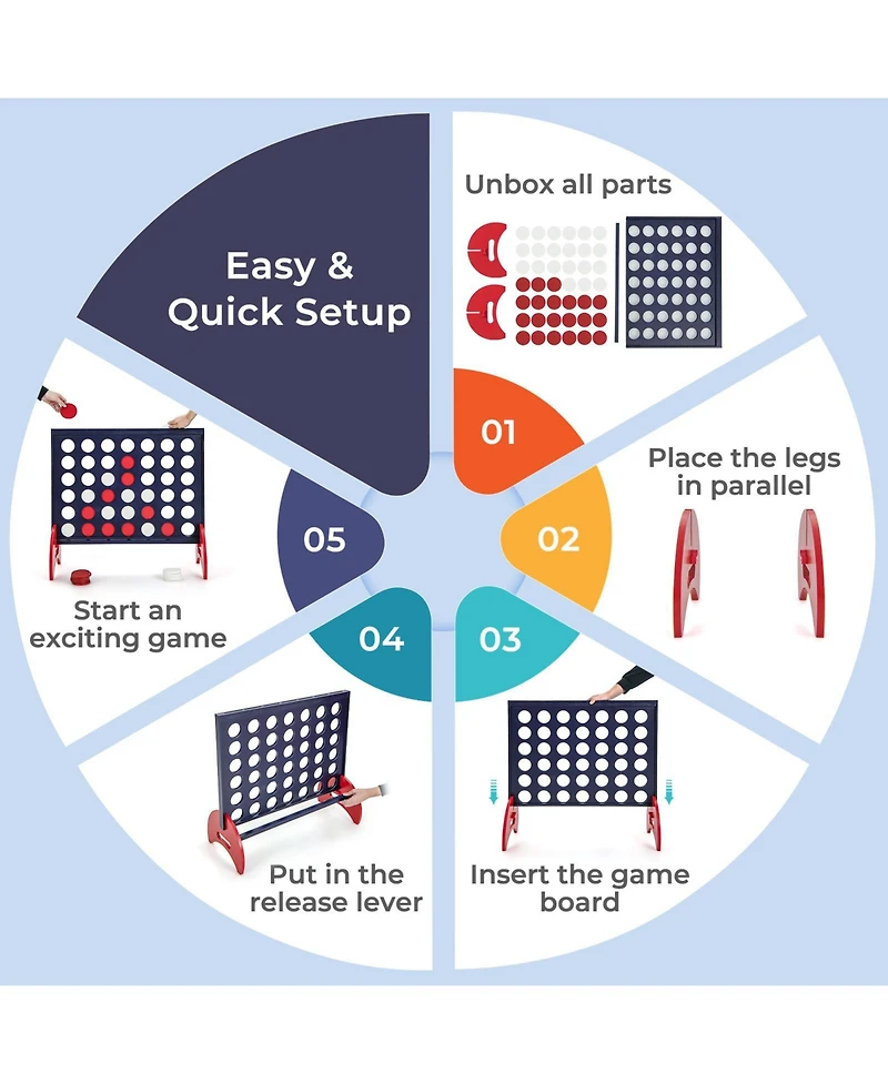 4-in-a-row Game Set Wooden Jumbo 4-to-Score with Carrying Bag