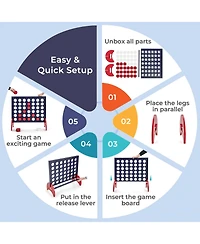 4-in-a-row Game Set Wooden Jumbo 4-to-Score with Carrying Bag