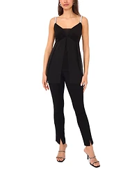 Msk Women's Rhinestone-Strap Overlay Tunic Top