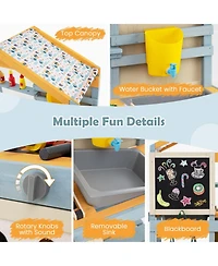 2 in 1 Wooden Mud Kitchen with Removable Water Box and Storage Bag