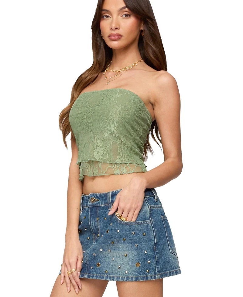 Edikted Women's Liri Layered Lace Tube Top
