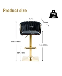 Set of 2 Swivel Adjustable Height Bar Stools with Backrest and Footrest Modern Counter Chairs Metal Base for Kitchen or Use-The Pop Ho