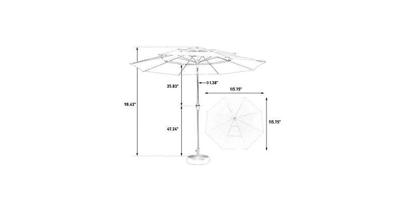 Mondawe Aluminium 10ft 3 Tier Auto-tilt Outdoor Patio Umbrella