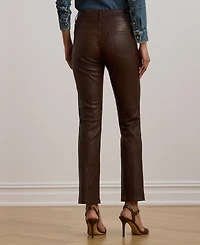 Lauren Ralph Women's High-Rise Lambskin Straight Ankle Pants