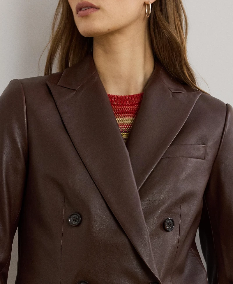 Lauren Ralph Women's Double-Breasted Lambskin Blazer