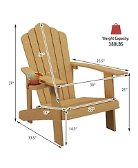 Gymax Patio Hips Outdoor Weather Resistant Slatted Chair Adirondack w/ Cup Holder
