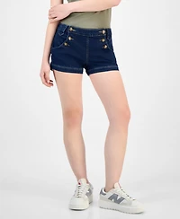 Madden Girl Juniors' Mid-Rise Button-Side Sailor Shorts