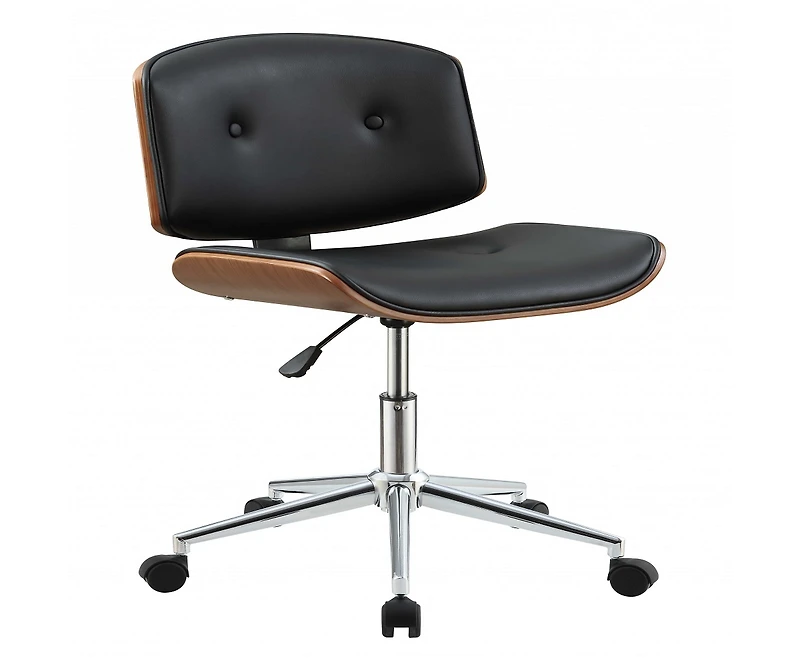 Swivel Adjustable Task Chair with Tufted Faux Leather Seat and Sturdy Steel Frame