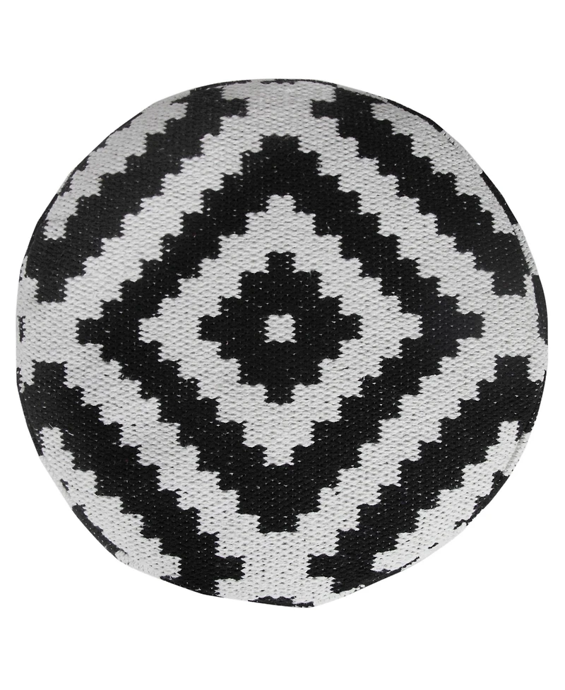 18" Black Cotton Blend Ottoman