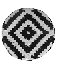 18" Black Cotton Blend Ottoman