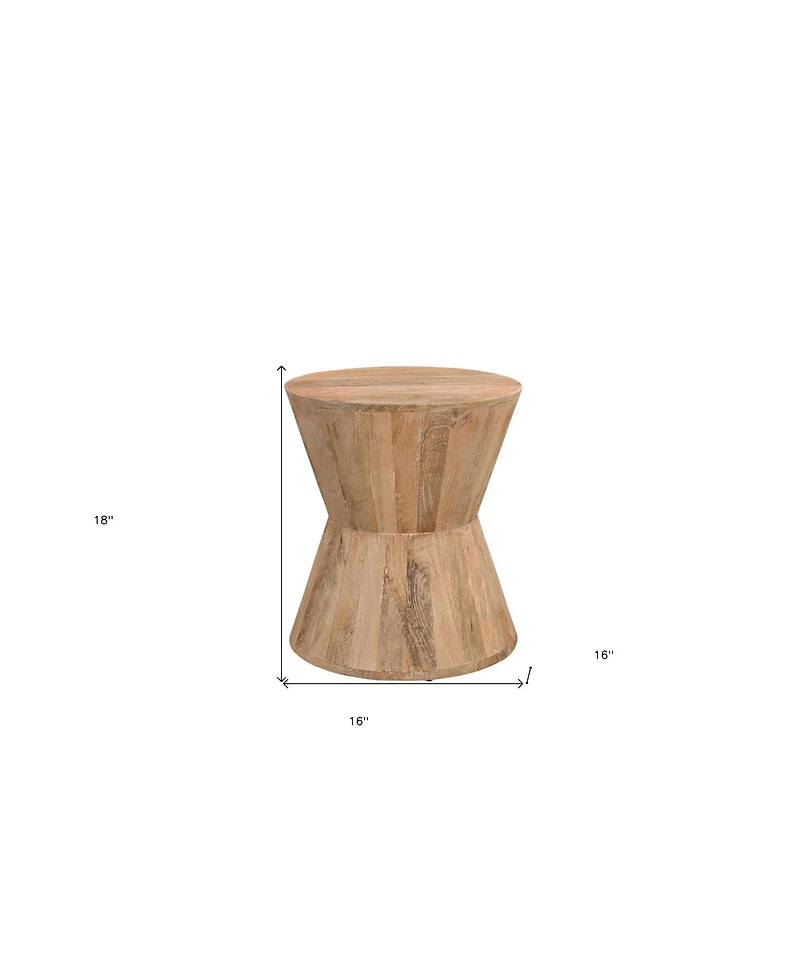 Farmhouse Round End Table in Solid Wood – Timeless Wooden Accent Table