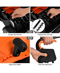 13 Inch 12 Amp Electric Scarifier with Collection Bag and Removable Blades-Orange