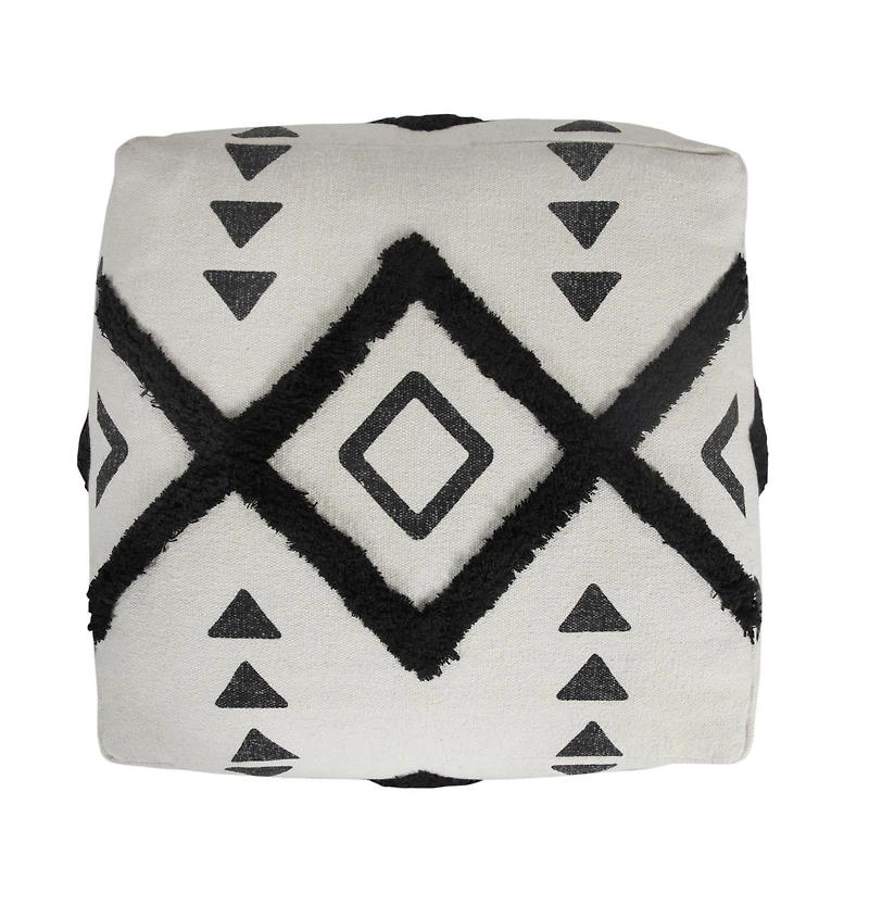 18" White 100% Cotton Ottoman