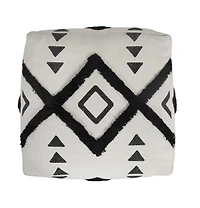 18" White 100% Cotton Ottoman