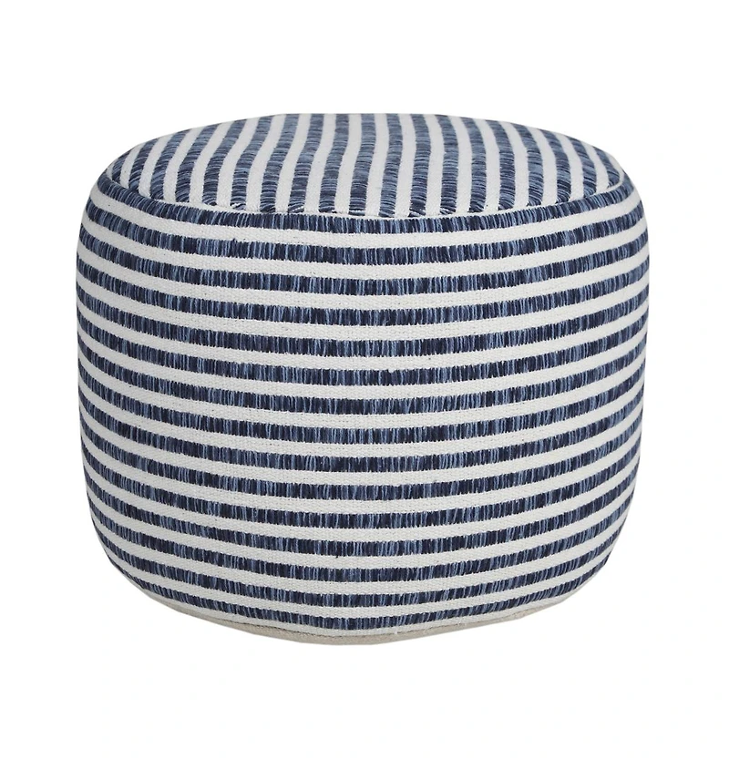 18" Blue 100% Cotton Ottoman