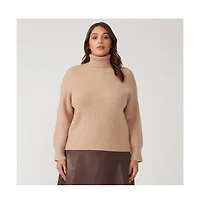 Estelle Cadence Beige Turtle Neck Sweater Knit