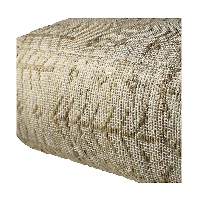 Hemp Textured Rectangle Pouf for Living Room Bedroom or Lounge Area Seating