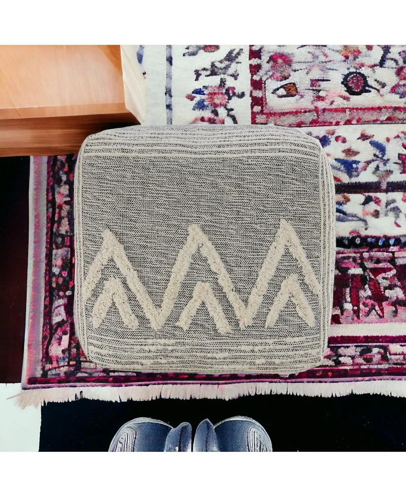 16" Grey Polyester Ottoman