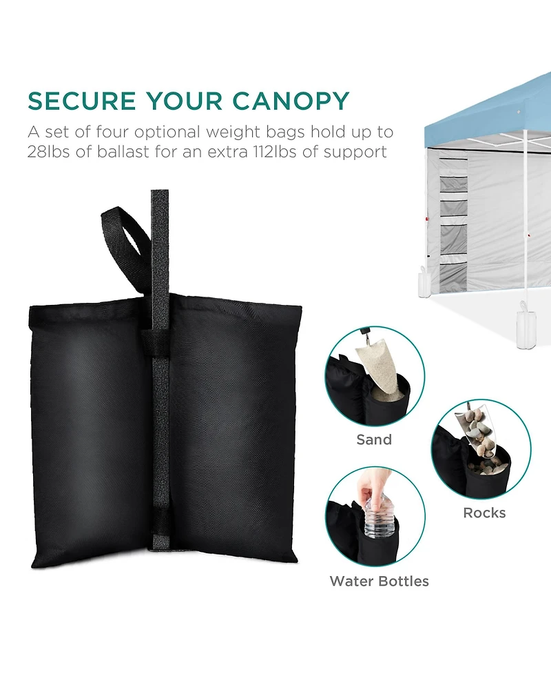 Best Choice Products 10x10ft Easy Setup Pop Up Canopy, Portable Tent w/ Side Wall, 1-Button Push