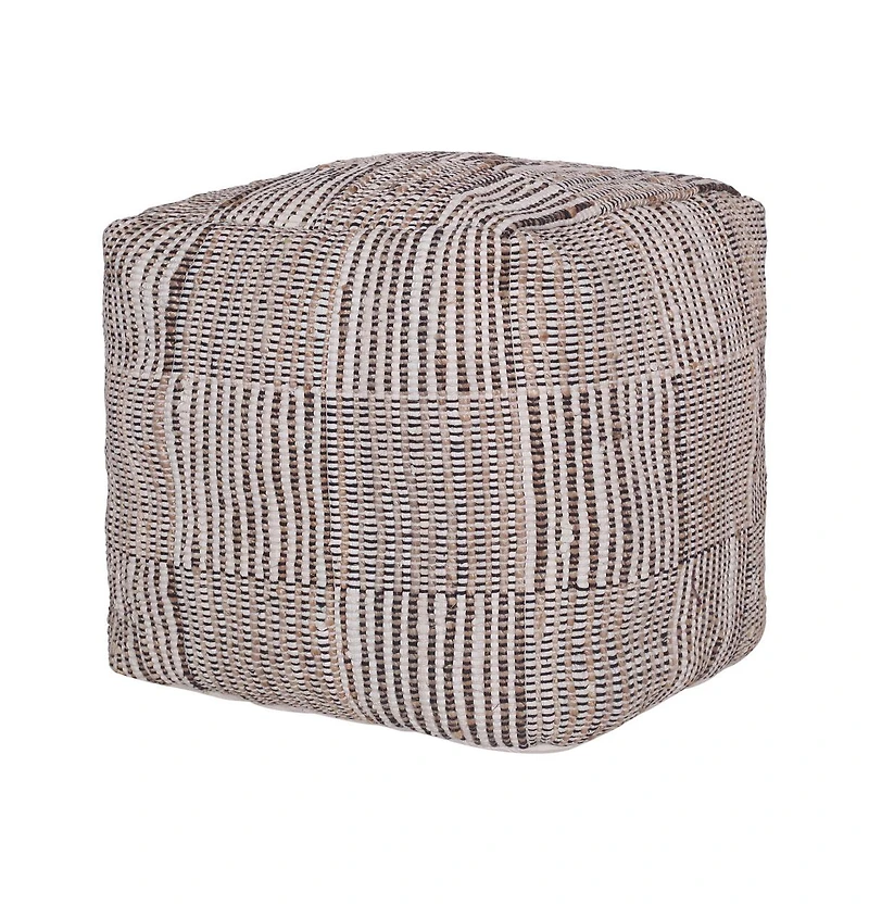 Geometric Cotton Pouf – Square Ottoman for Living Room Seating or Boho Style Accent